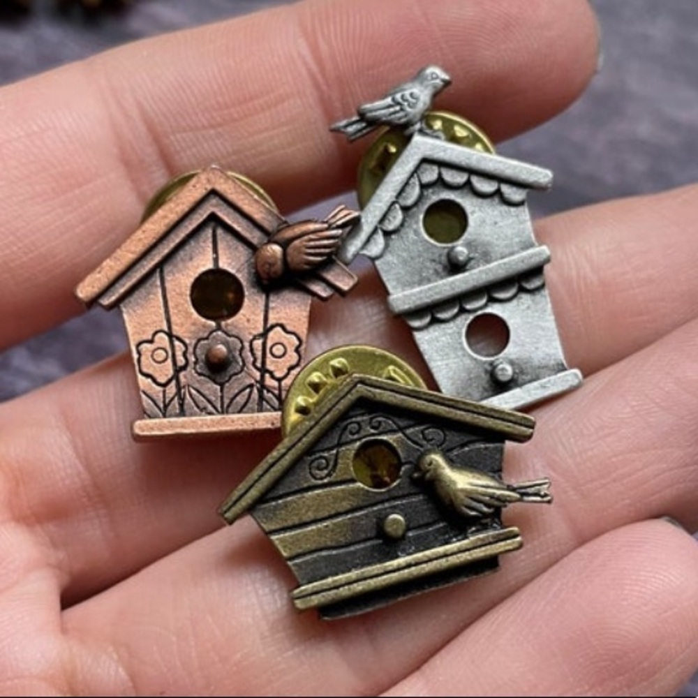 Jonette Jewelry JJ Trio of Birdhouse Pins - Picture 3 of 4